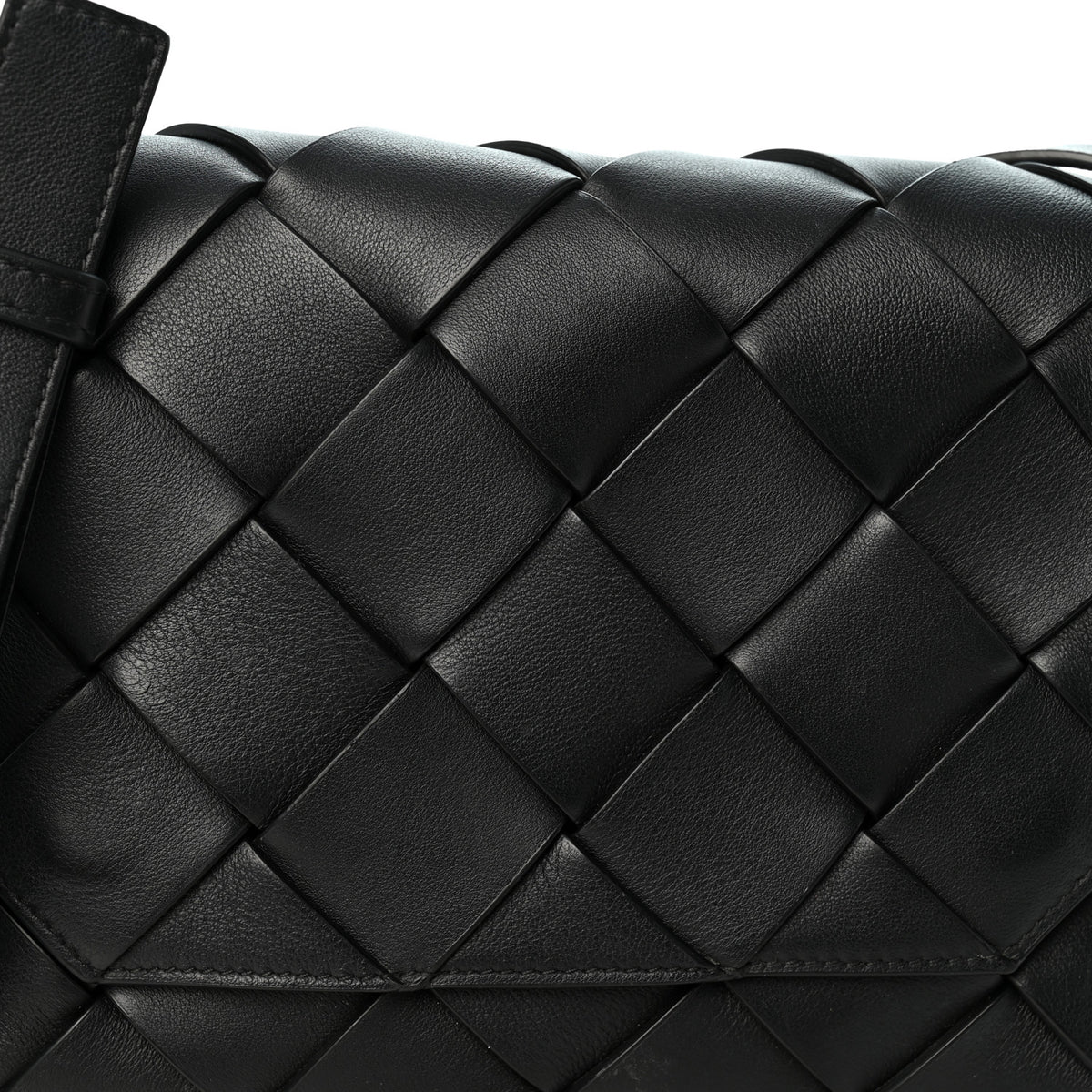 Grained Calfskin Intreccio Small Diago Crossbody Bag Black