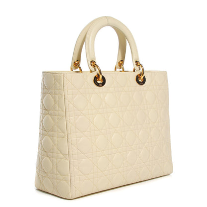 Christian Dior Lambskin Cannage Large Lady Dior Beige 3 of 8