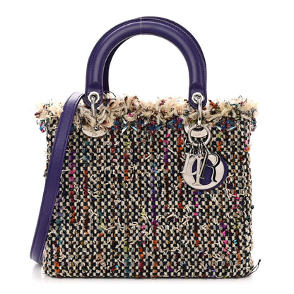 Christian Dior Tweed Fringe Medium Lady Dior Purple 1 of 13