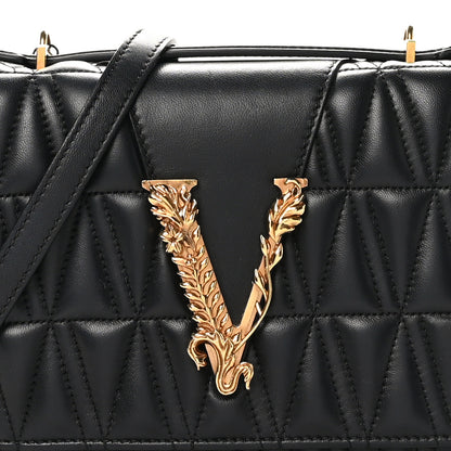 Versace Nappa Quilted Virtus Top Handle Shoulder Bag Black 7 of 9