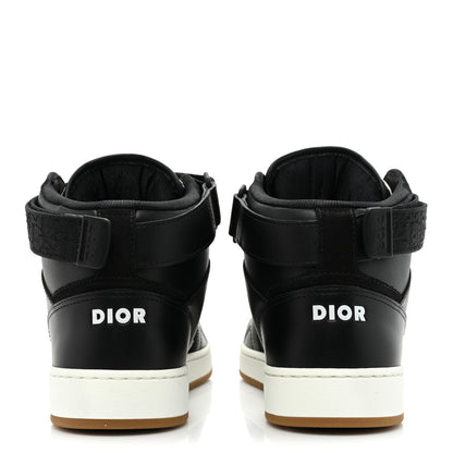 Christian Dior Smooth Calfskin Jacquard Oblique Mens B27 Mid Top Sneakers 41.5 Black Blue 4 of 9