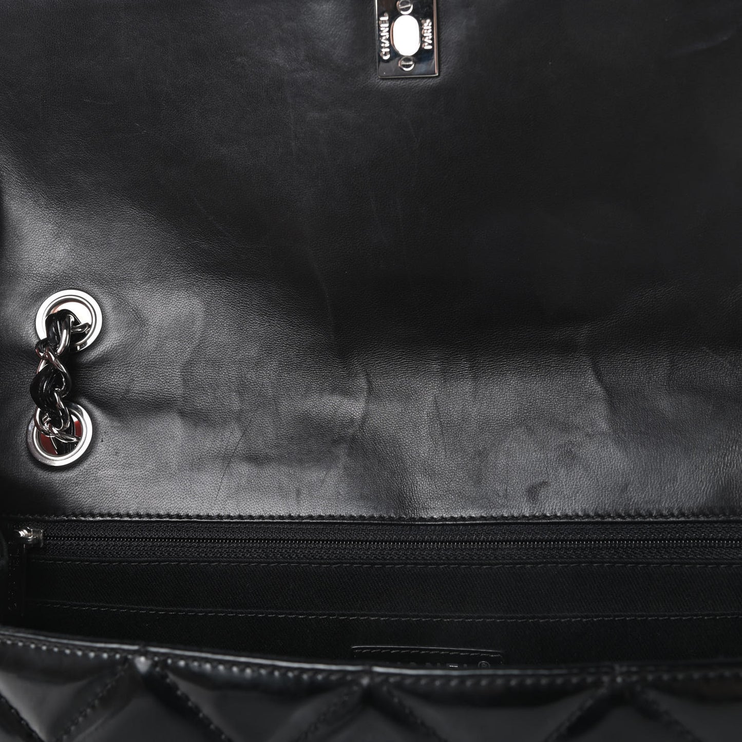 Vinyl Quilted In the Business Flap Bag Black