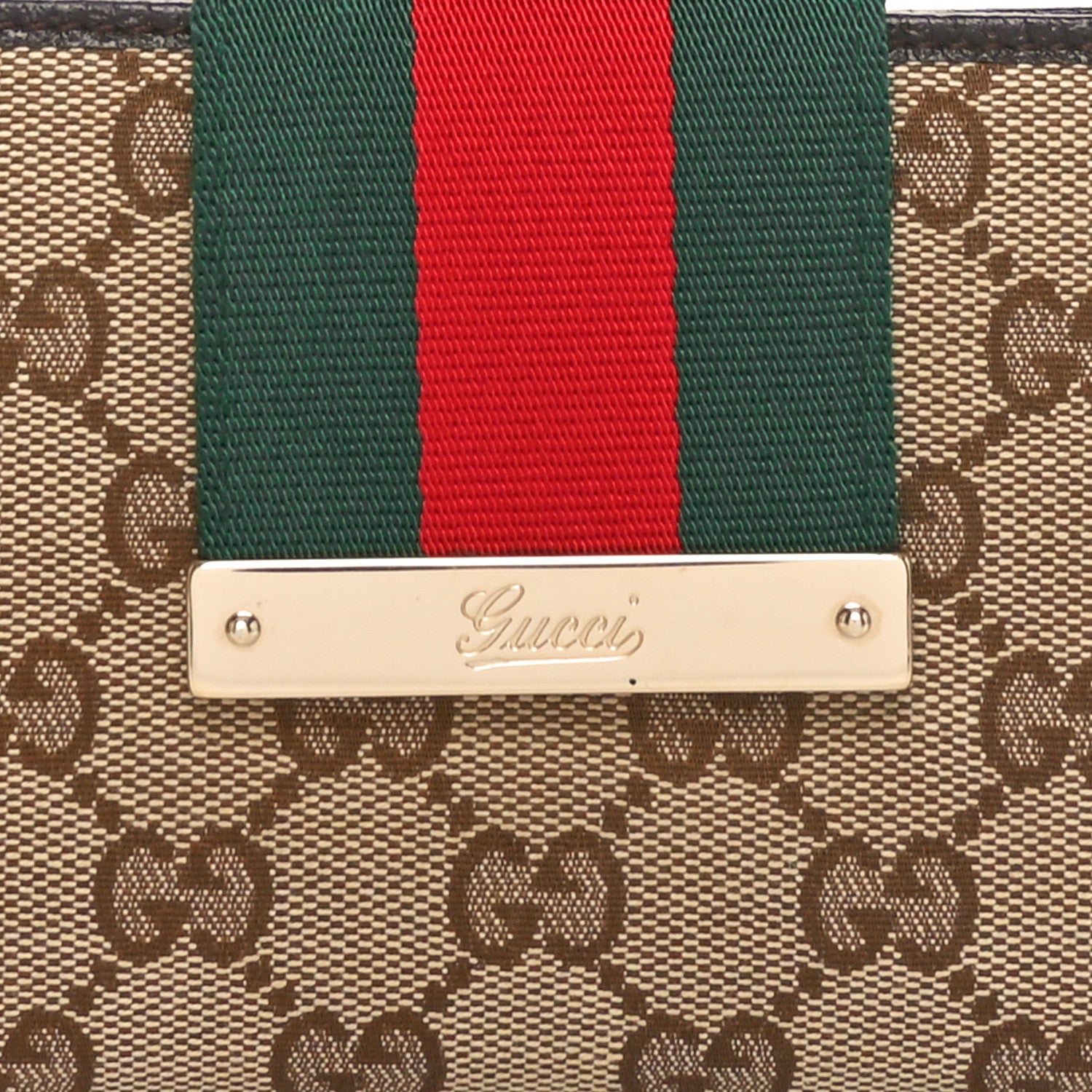 Gucci Monogram Calfskin Ladies Web Continental Wallet Beige Ebony Cocoa 8 of 8