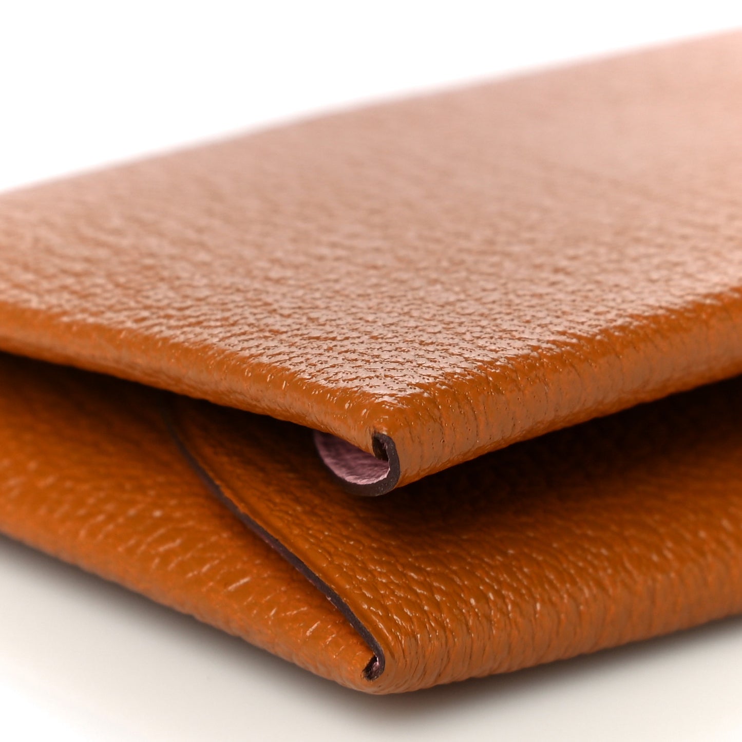 Chevre Mysore Verso Calvi Duo Card Case Caramel Rose Sakura