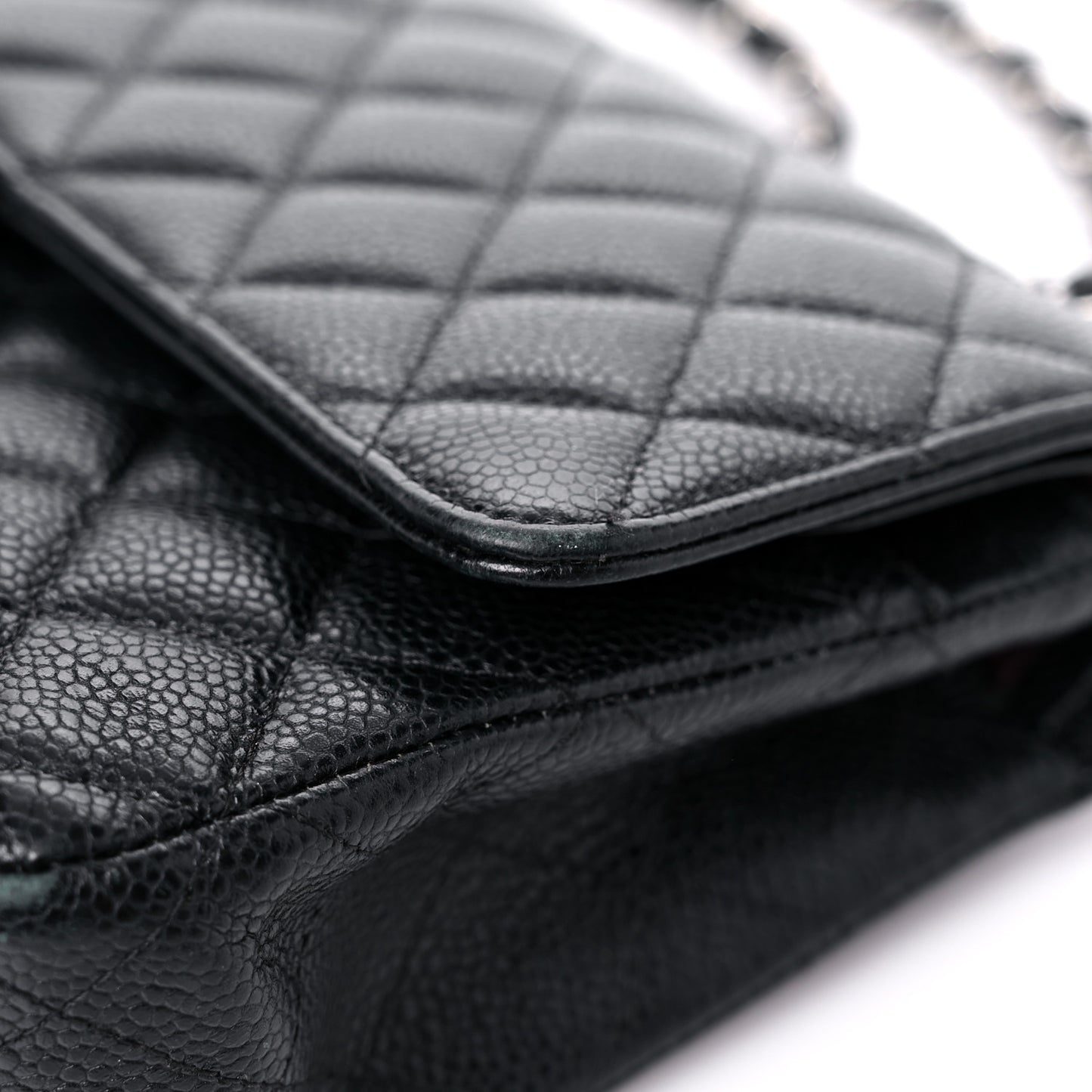 Caviar Quilted Medium Double Flap Black