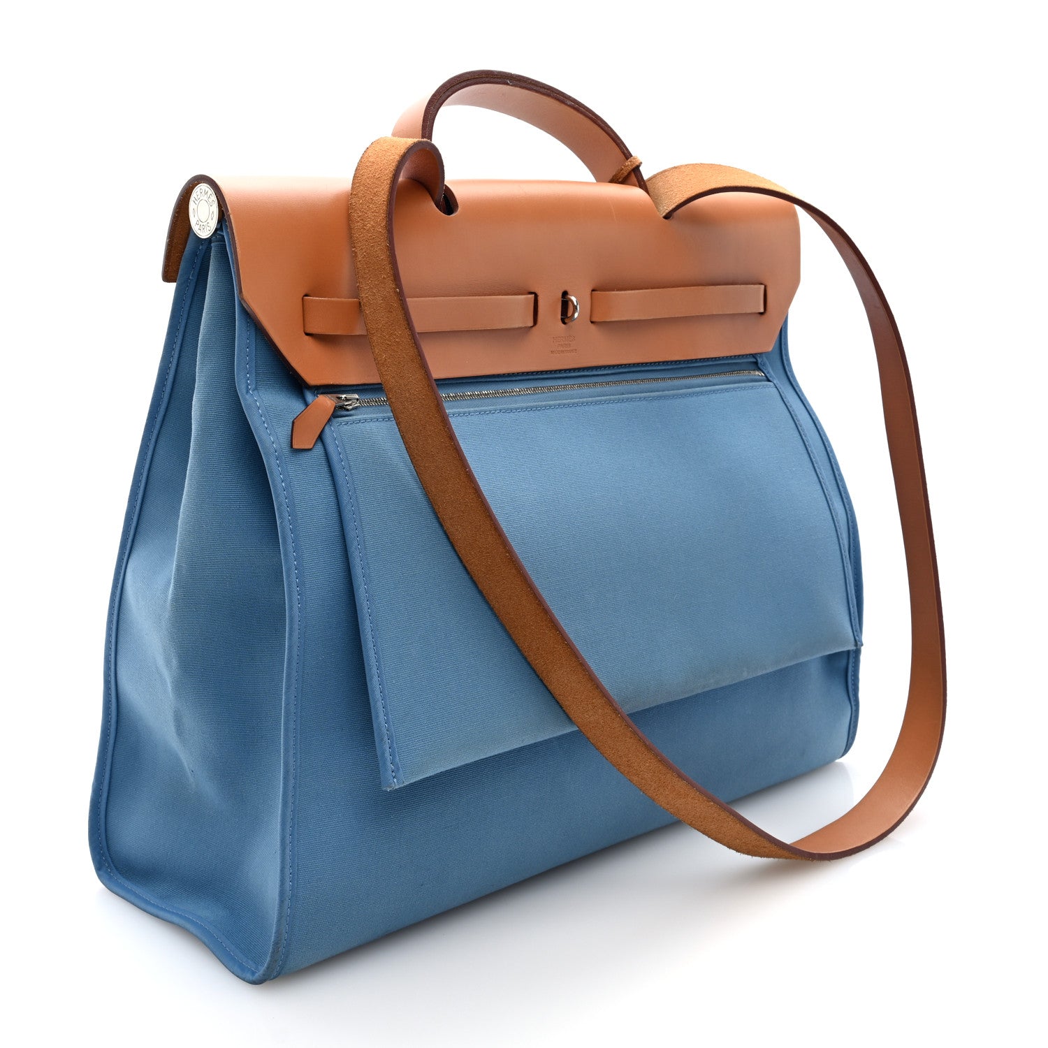 Hermes Toile Vache Hunter Herbag Zip 39 MM Bleu Izmir Natural 4 of 12