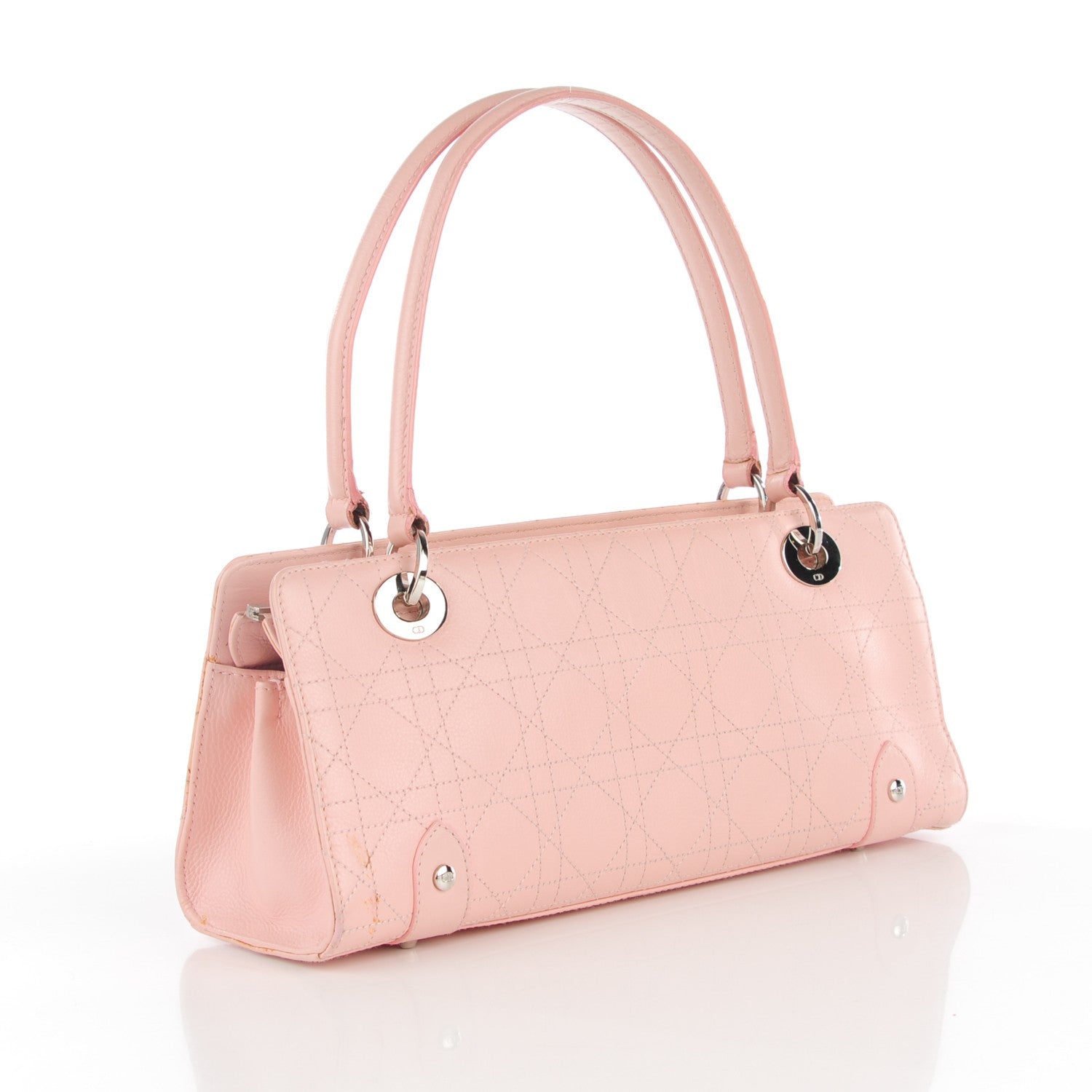 Christian Dior Calfskin Cannage Stitched East West Lady DiorRose Clair 3 of 10