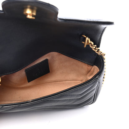 Gucci Calfskin Matelasse Super Mini GG Marmont Shoulder Bag Black 4 of 4