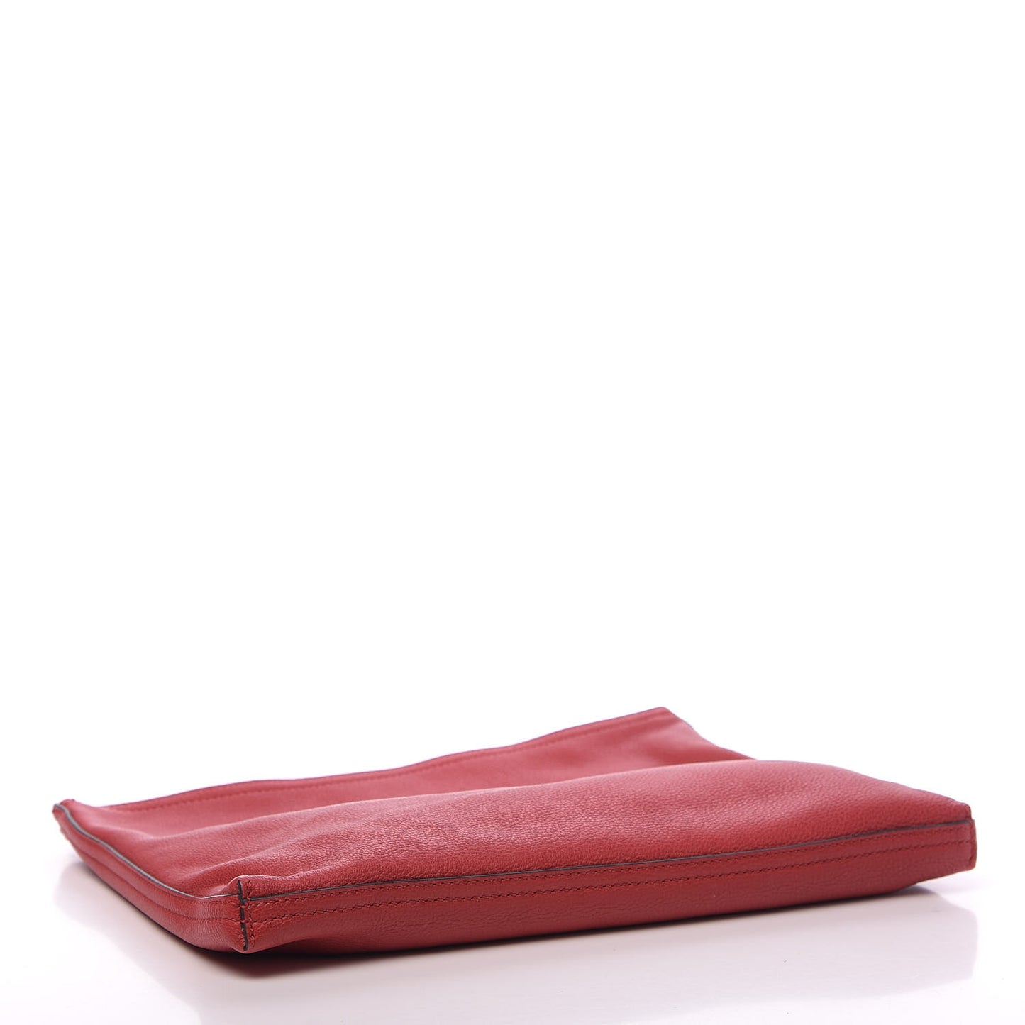 Pebbled Calfskin Medium Logo Portfolio Clutch Hibiscus Red