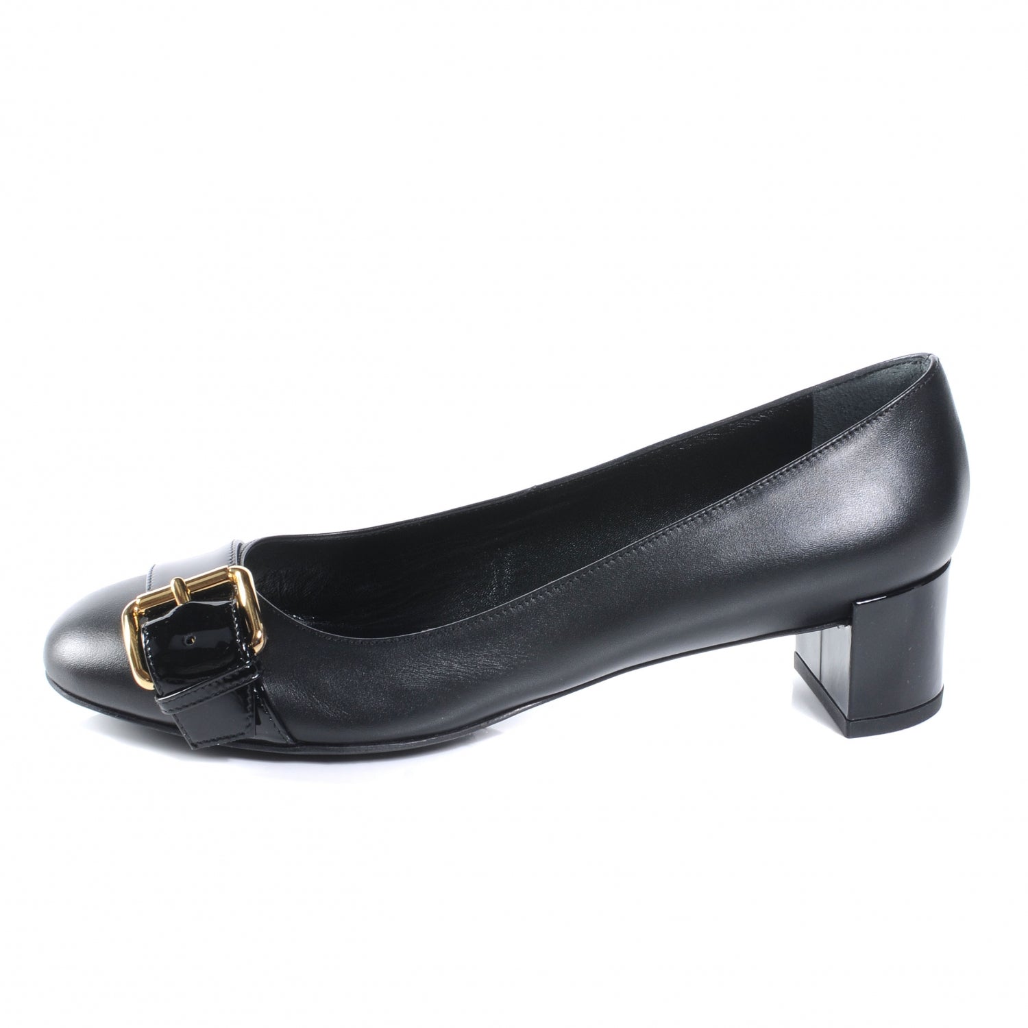 Louis Vuitton Leather Buckle Heels 36 Black 1 of 6