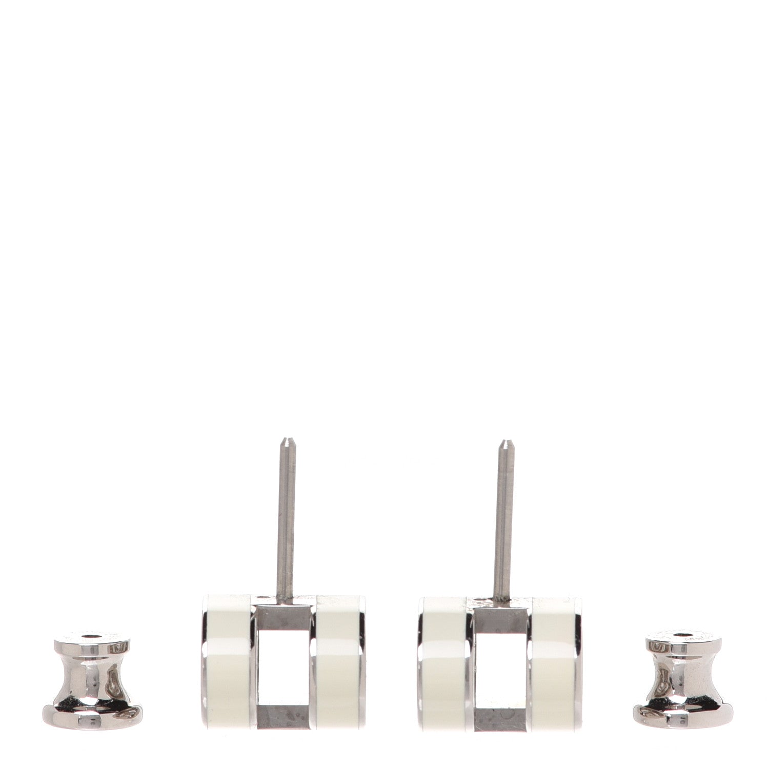 Hermes Palladium Lacquered Pop H Earrings White 3 of 6