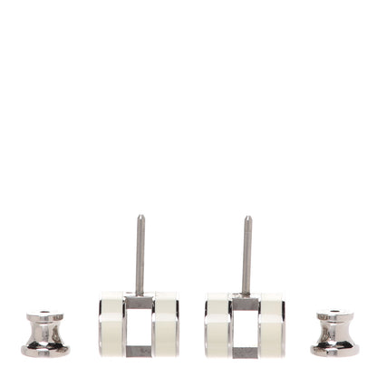 Hermes Palladium Lacquered Pop H Earrings White 3 of 6