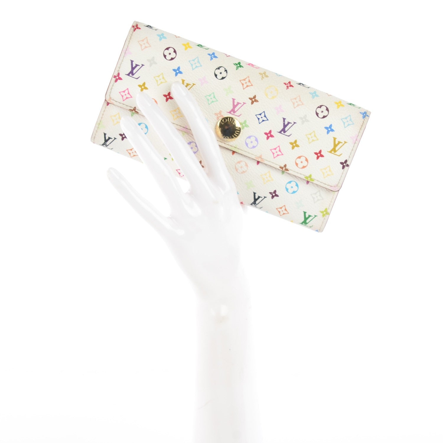 Louis Vuitton Monogram Multicolor Sarah Wallet White Litchi 2 of 7