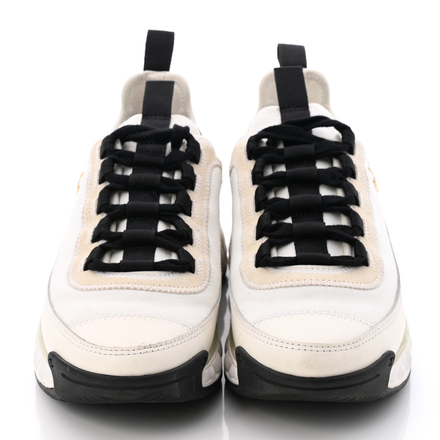 Velvet Calfskin Mixed Fibers CC Sneakers 36 Ivory Black