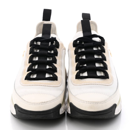 Chanel Velvet Calfskin Mixed Fibers CC Sneakers 36 Ivory Black 2 of 9