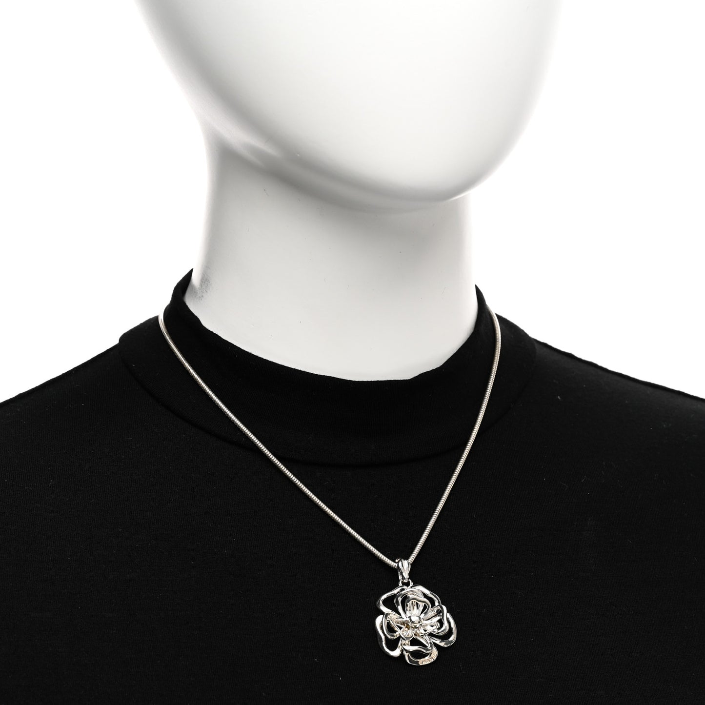 Sterling Silver Camellia Pendant Necklace