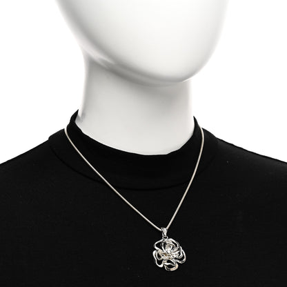 Chanel Sterling Silver Camellia Pendant Necklace 2 of 5