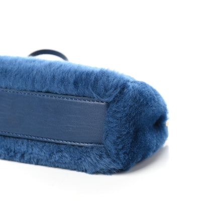 Fendi Shearling Shiny Nappa Micro Peekaboo Iconic Satchel Blue 9 of 9
