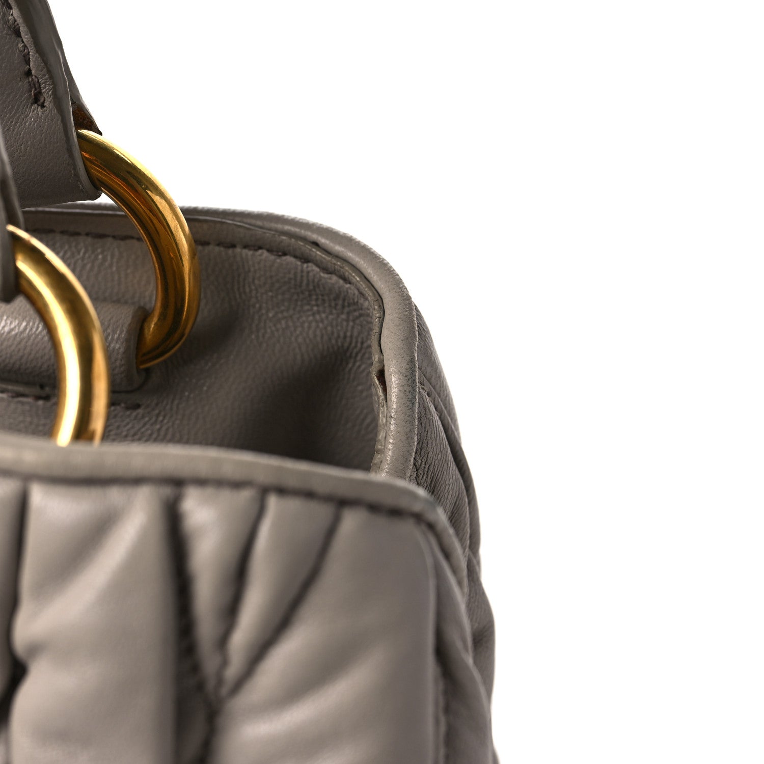 Miu Miu Nappa Matelasse Bauletto Top Handle Bowler Pomice 12 of 12