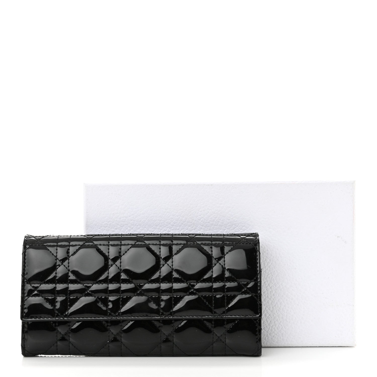 Christian Dior Patent Lambskin Cannage Lady Dior Rendezvous Wallet On Chain Black 8 of 8