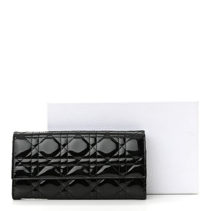 Christian Dior Patent Lambskin Cannage Lady Dior Rendezvous Wallet On Chain Black 8 of 8