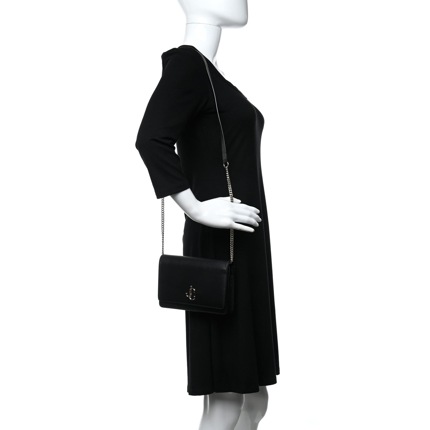 Calfskin Palace Wallet On Chain Black