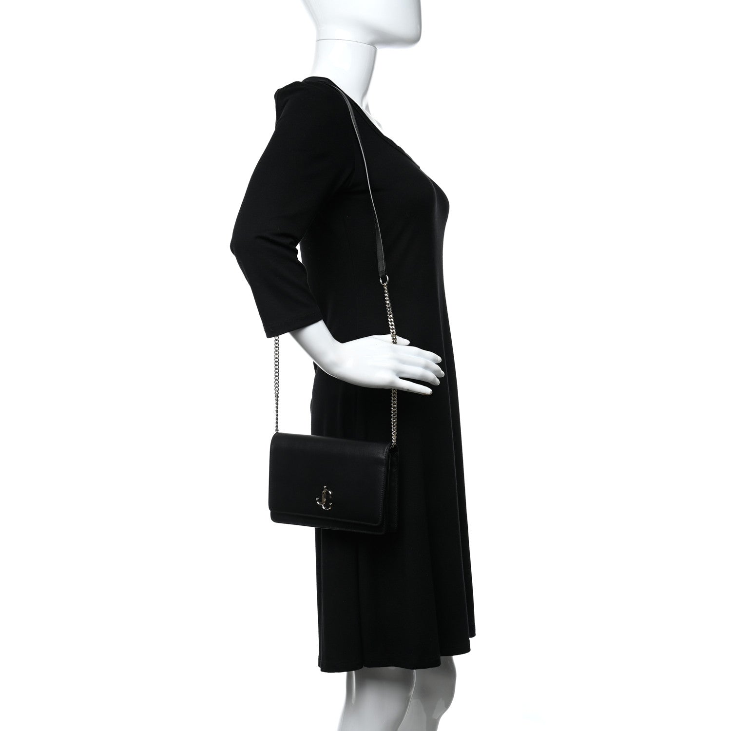 Jimmy Choo Calfskin Palace Wallet On Chain Black 2 of 8
