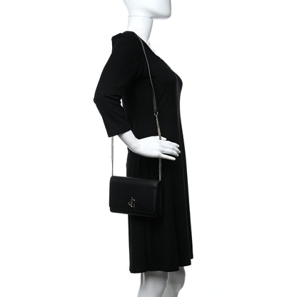Jimmy Choo Calfskin Palace Wallet On Chain Black 2 of 8