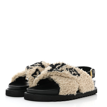 Louis Vuitton Shearling Paseo Sandals 40 Black 3 of 10
