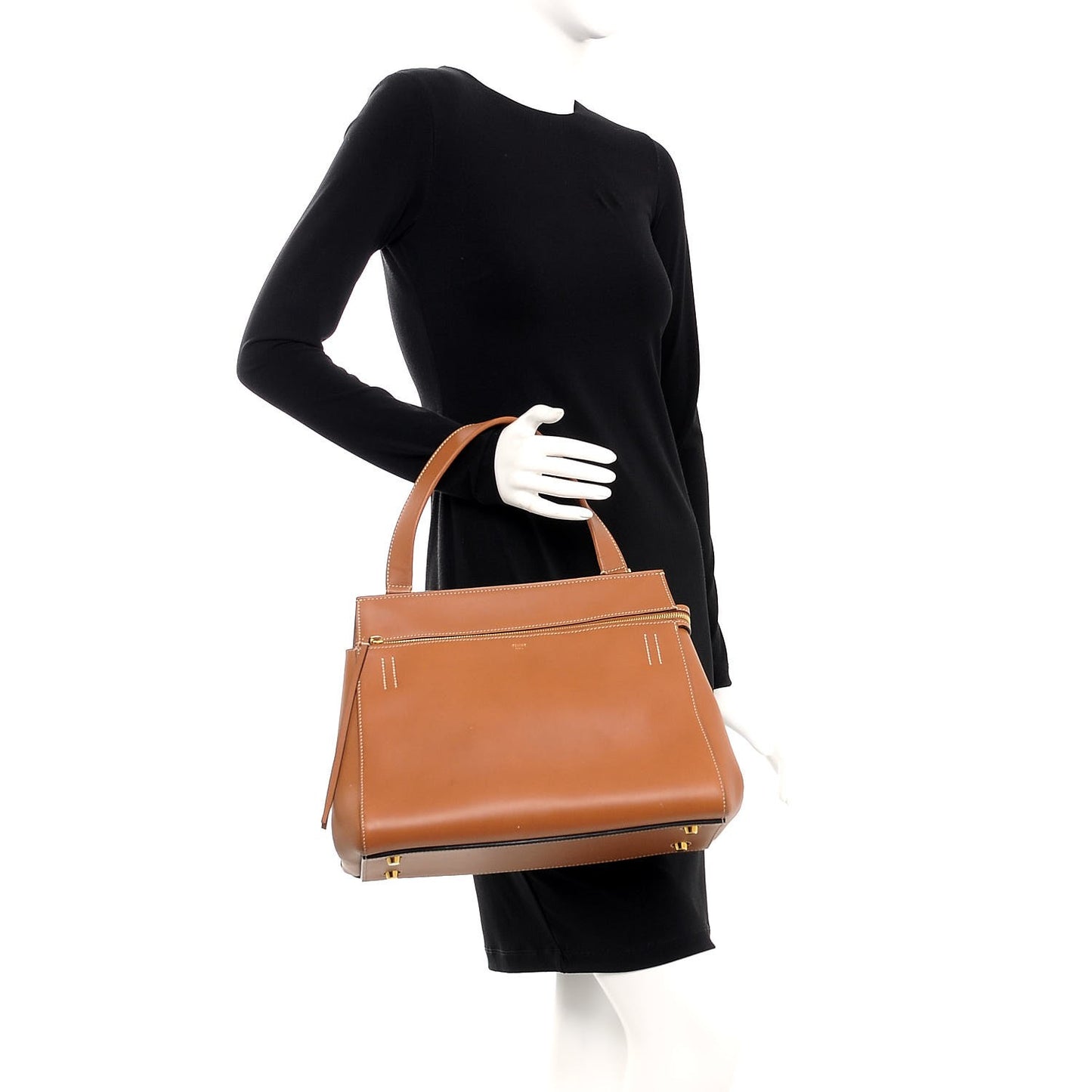 Smooth Calfskin Medium Edge Shoulder Bag Camel