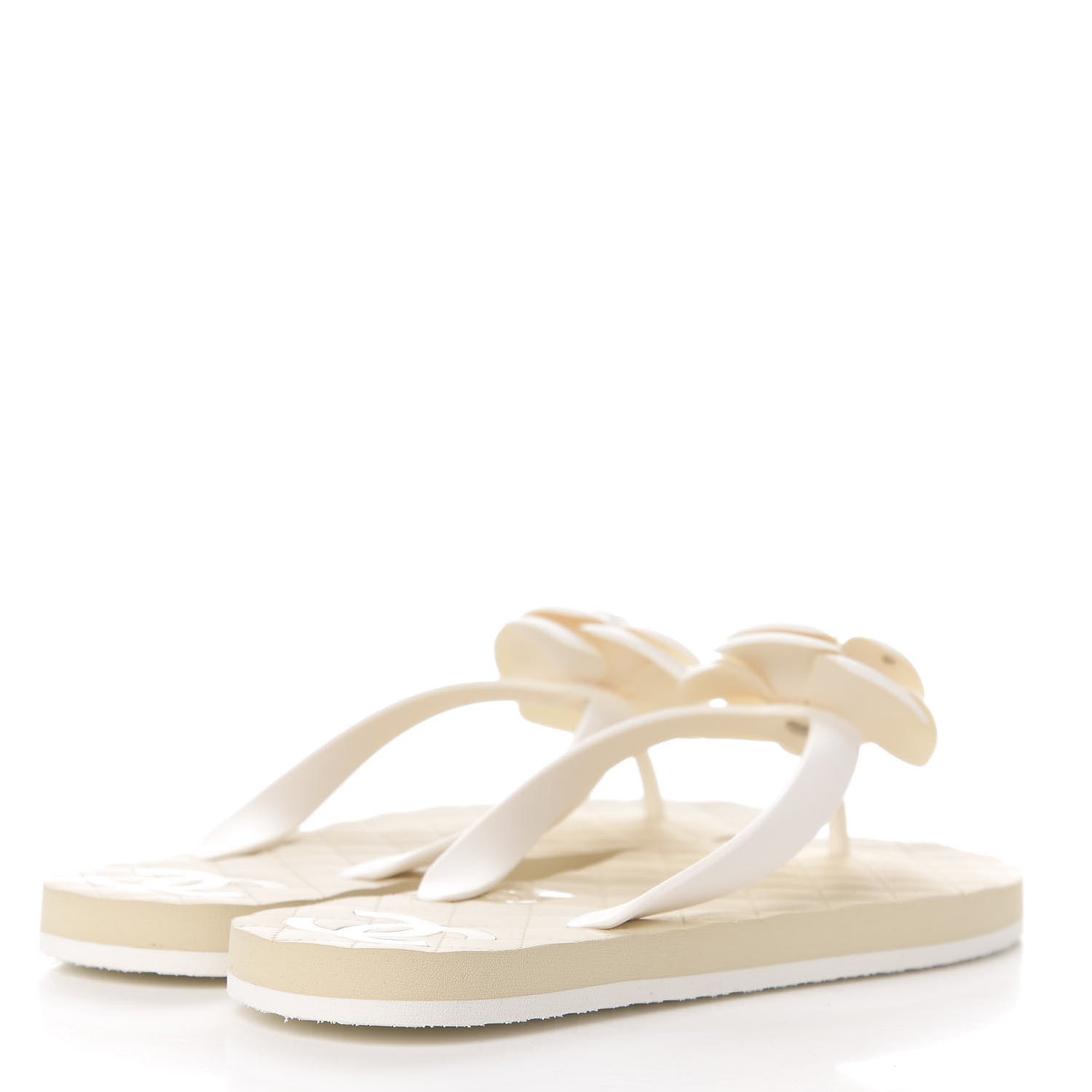 Chanel PVC Camellia Thong Sandals 38 Ivory 4 of 9