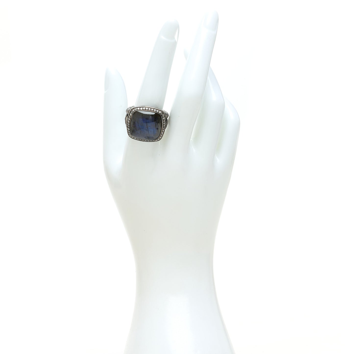 Darkened Sterling Silver Gray Diamond Labradorite 17mm Albion Ring 59 8.75