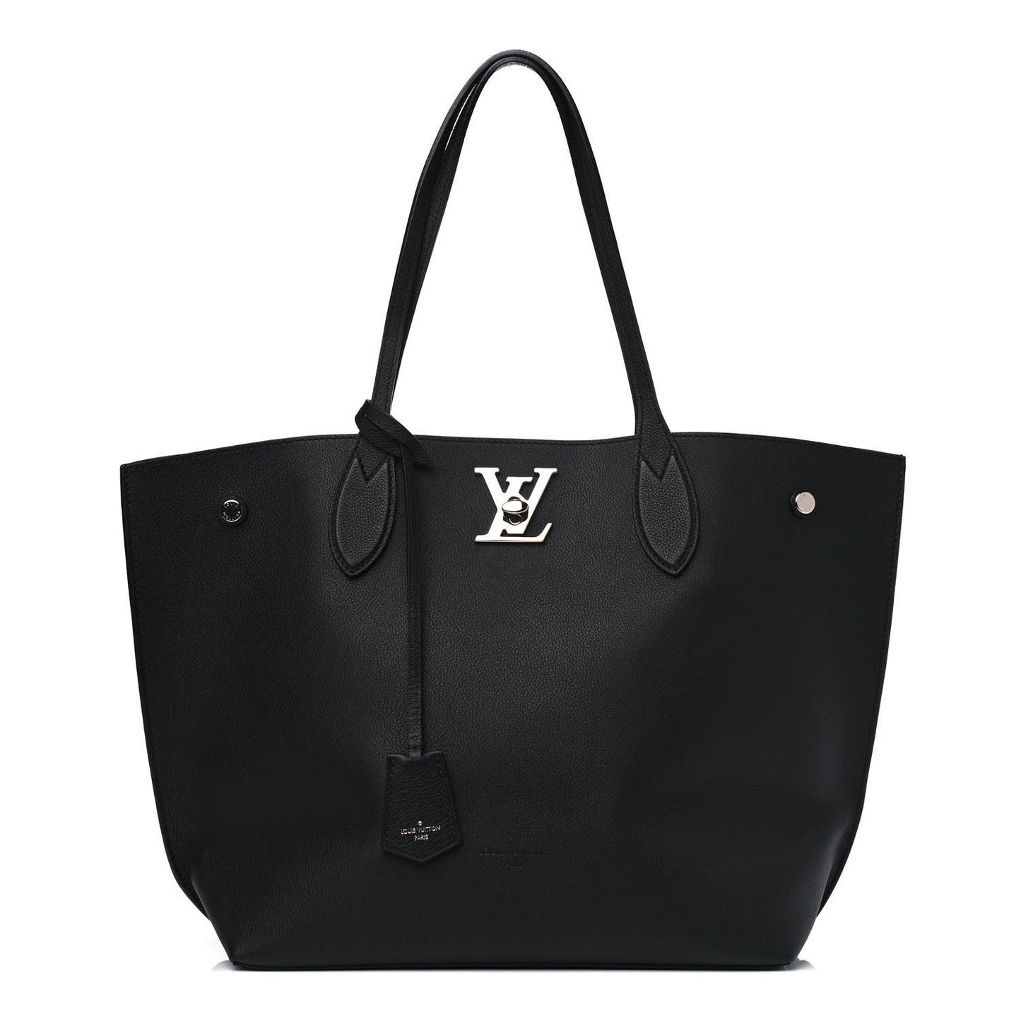 Calfskin Lockme Go Tote Black