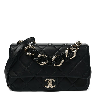 Chanel Lambskin Quilted Resin Bi-Color Chain Flap Bag Black 1 of 8