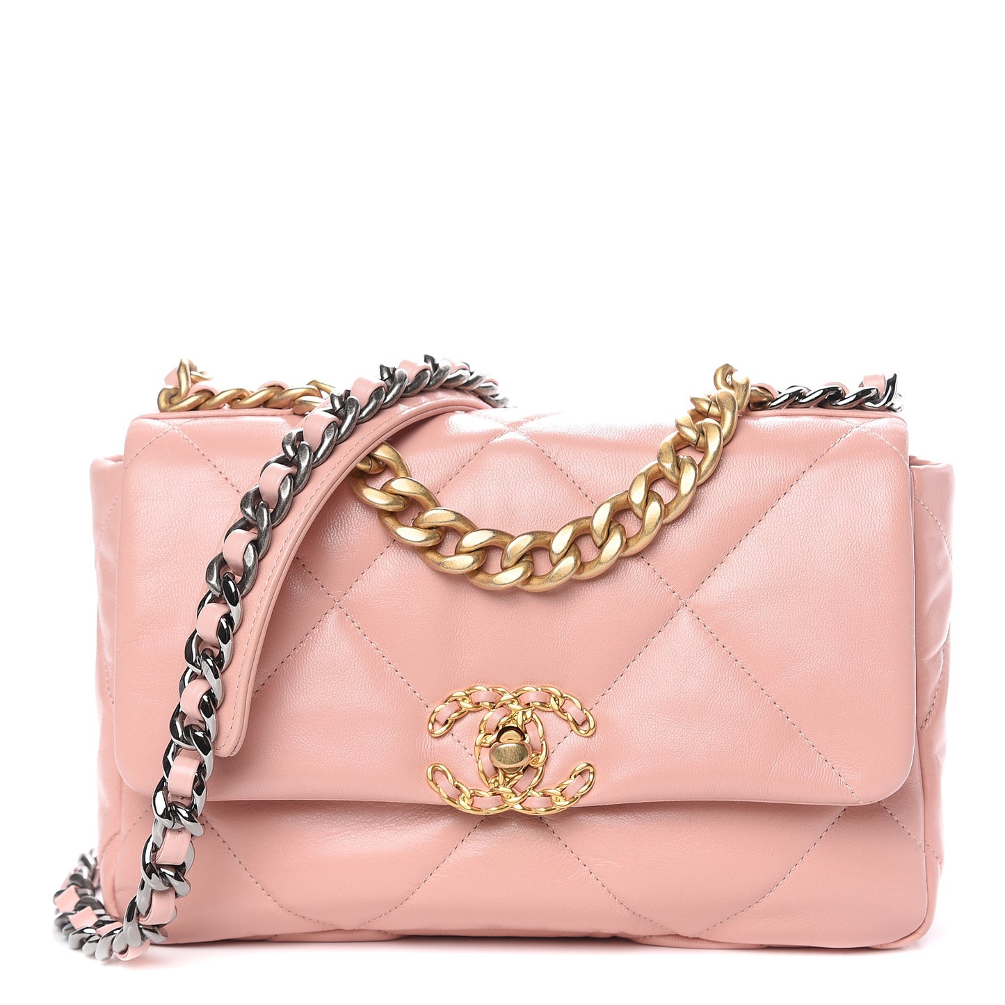 Goatskin Quilted Medium 19 Flap Light Pink