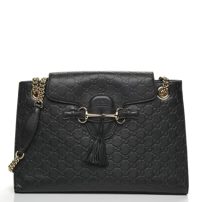 Gucci Guccissima Large Emily Chain Shoulder Bag Black 1 of 6