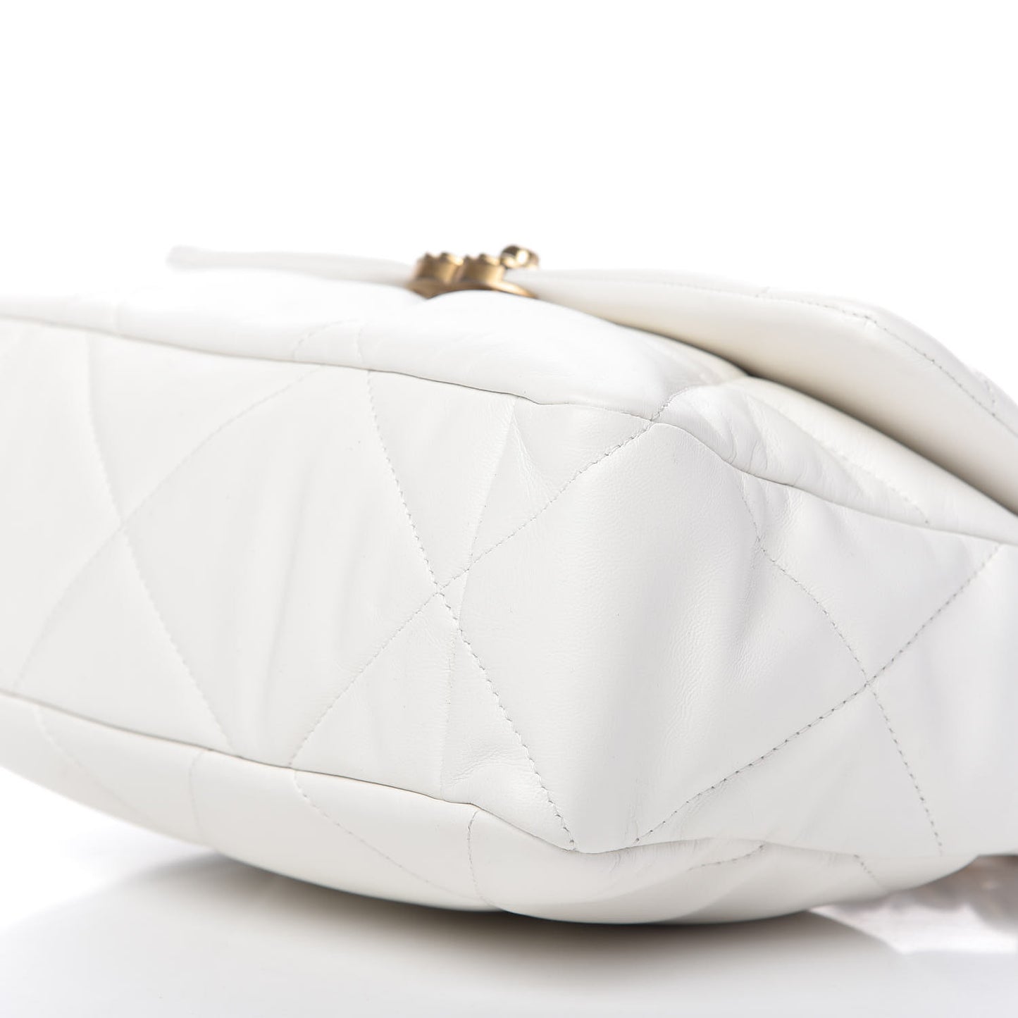 Goatskin Quilted Large Chanel 19 Flap White