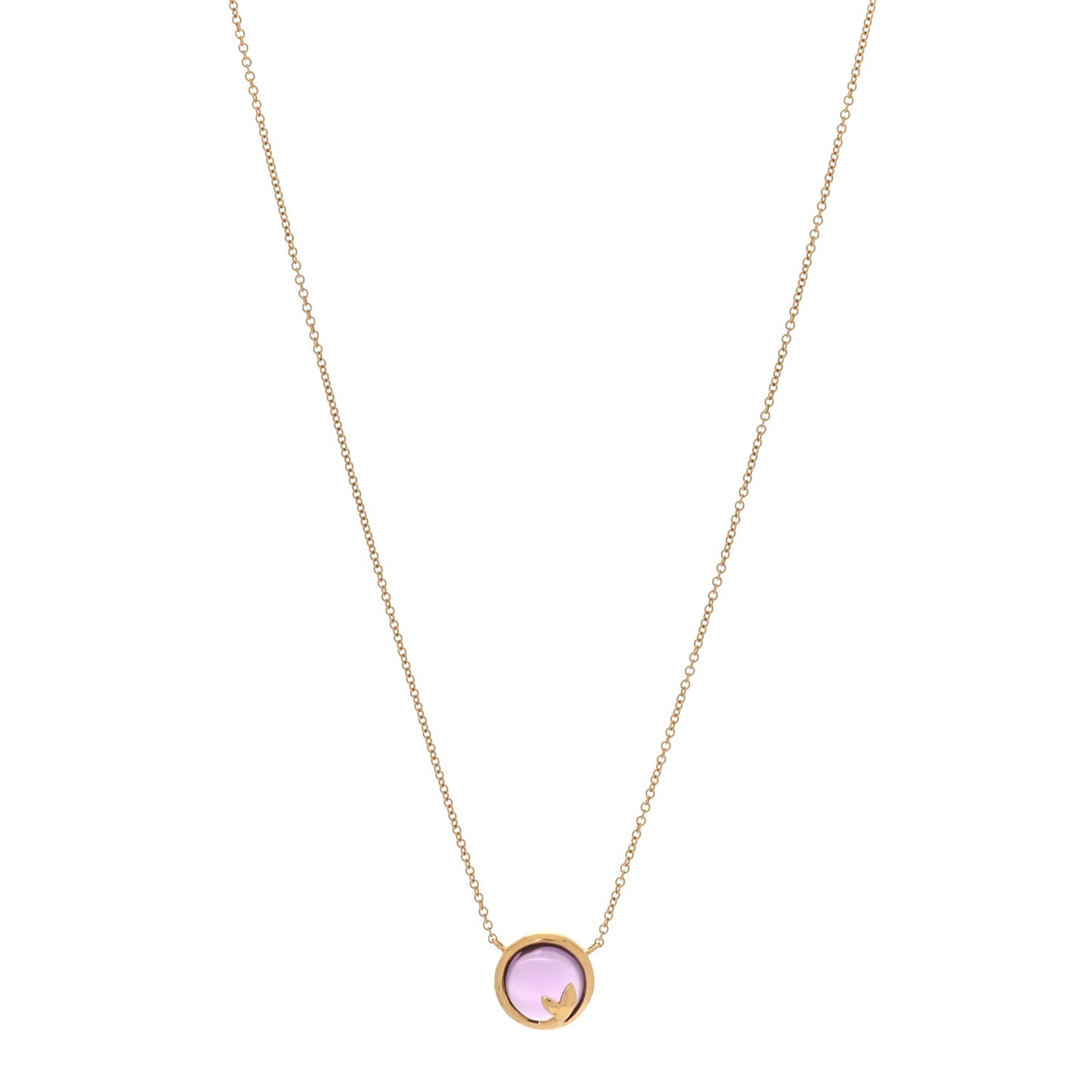 18K Yellow Gold Amethyst Paloma Picasso Olive Leaf Pendant Necklace