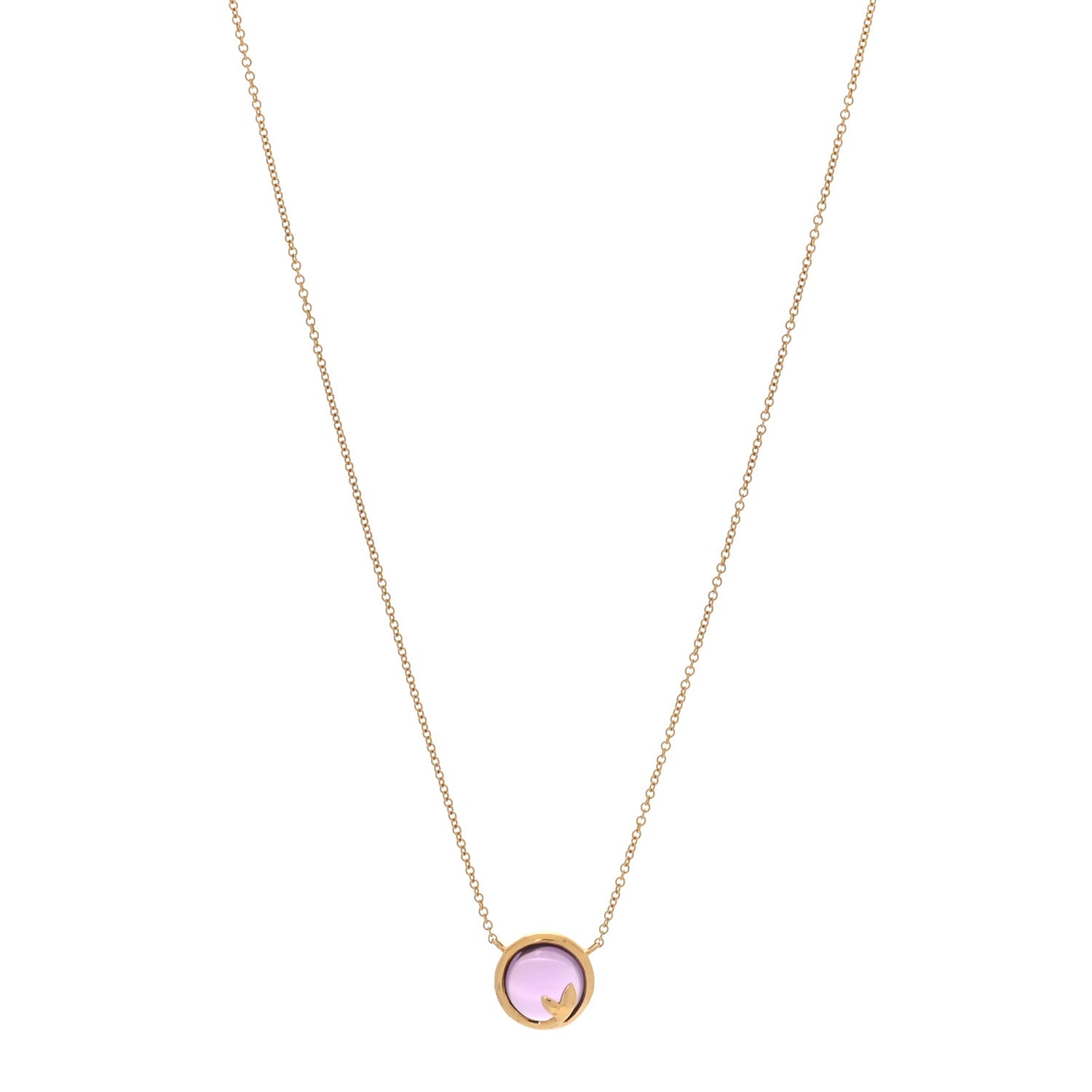 Tiffany 18K Yellow Gold Amethyst Paloma Picasso Olive Leaf Pendant Necklace 1 of 5