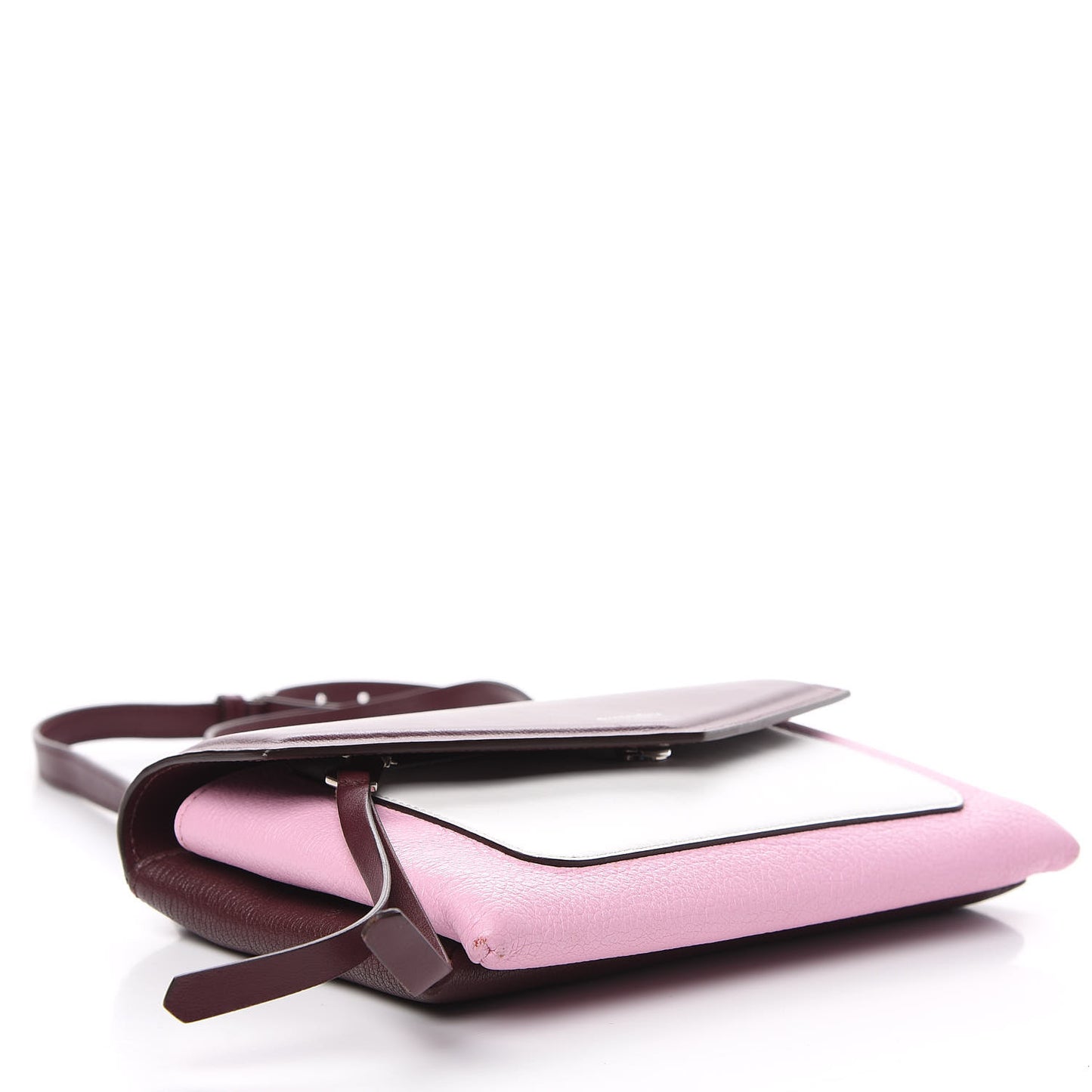 Calfskin Duetto Crossbody Bag Burgundy Pink
