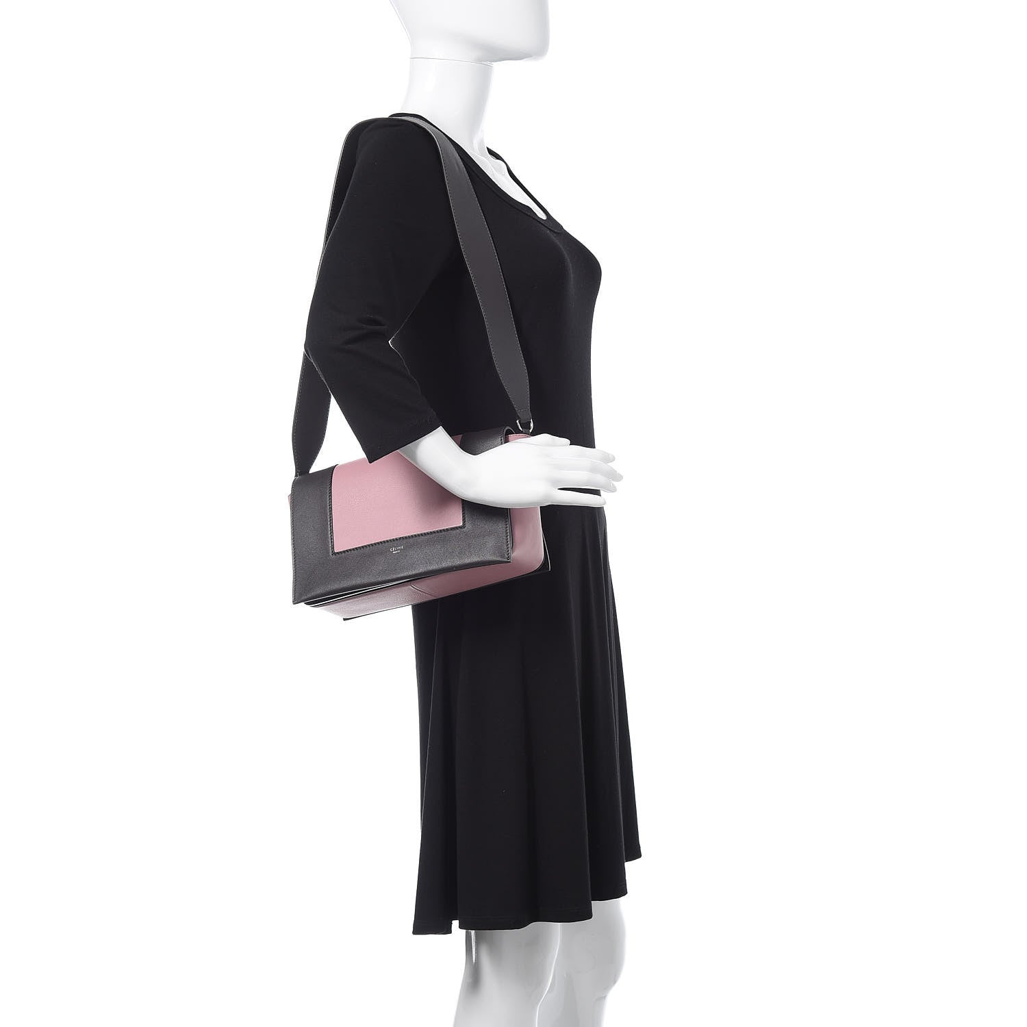 Celine Shiny Smooth Calfskin Medium Frame Shoulder Bag Liquorice Antique Rose 2 of 11
