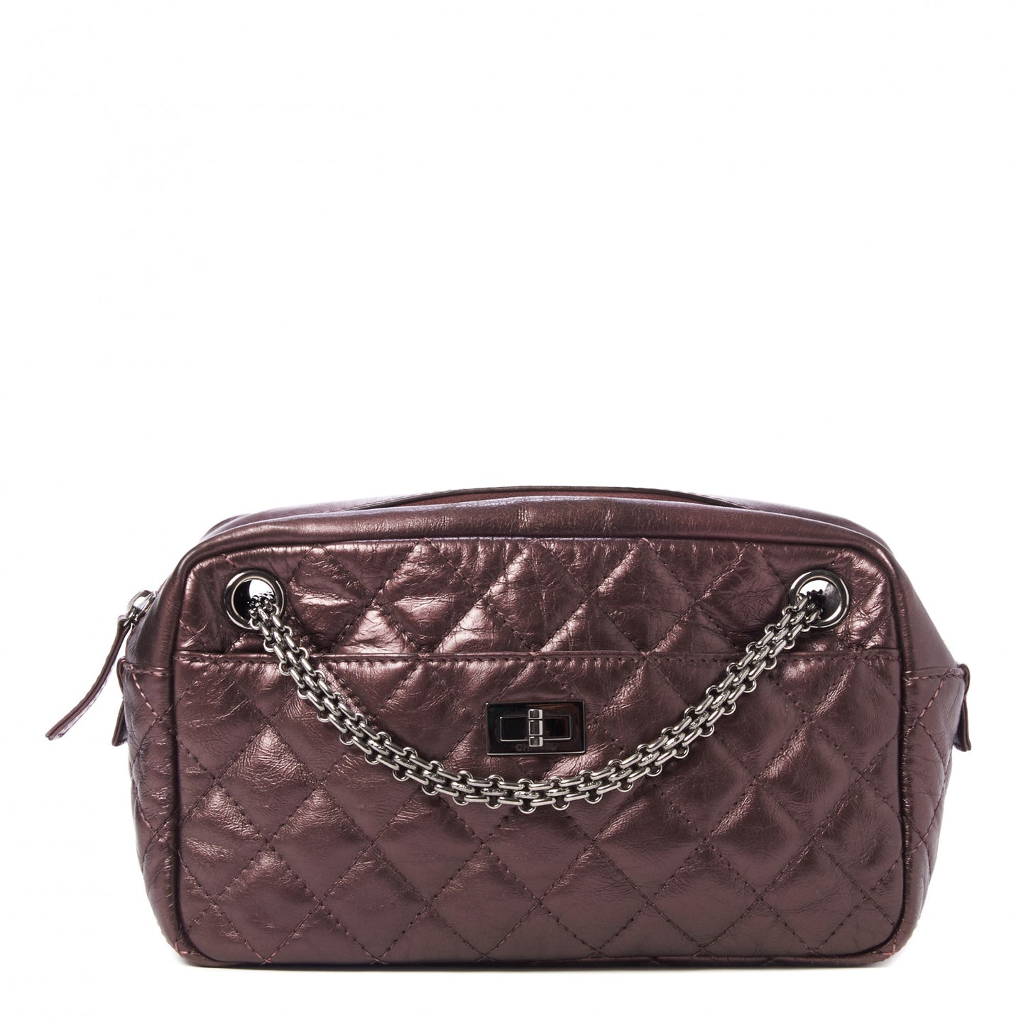 Metallic Aged Calfskin Quilted Medium Reissue Camera Case Pink