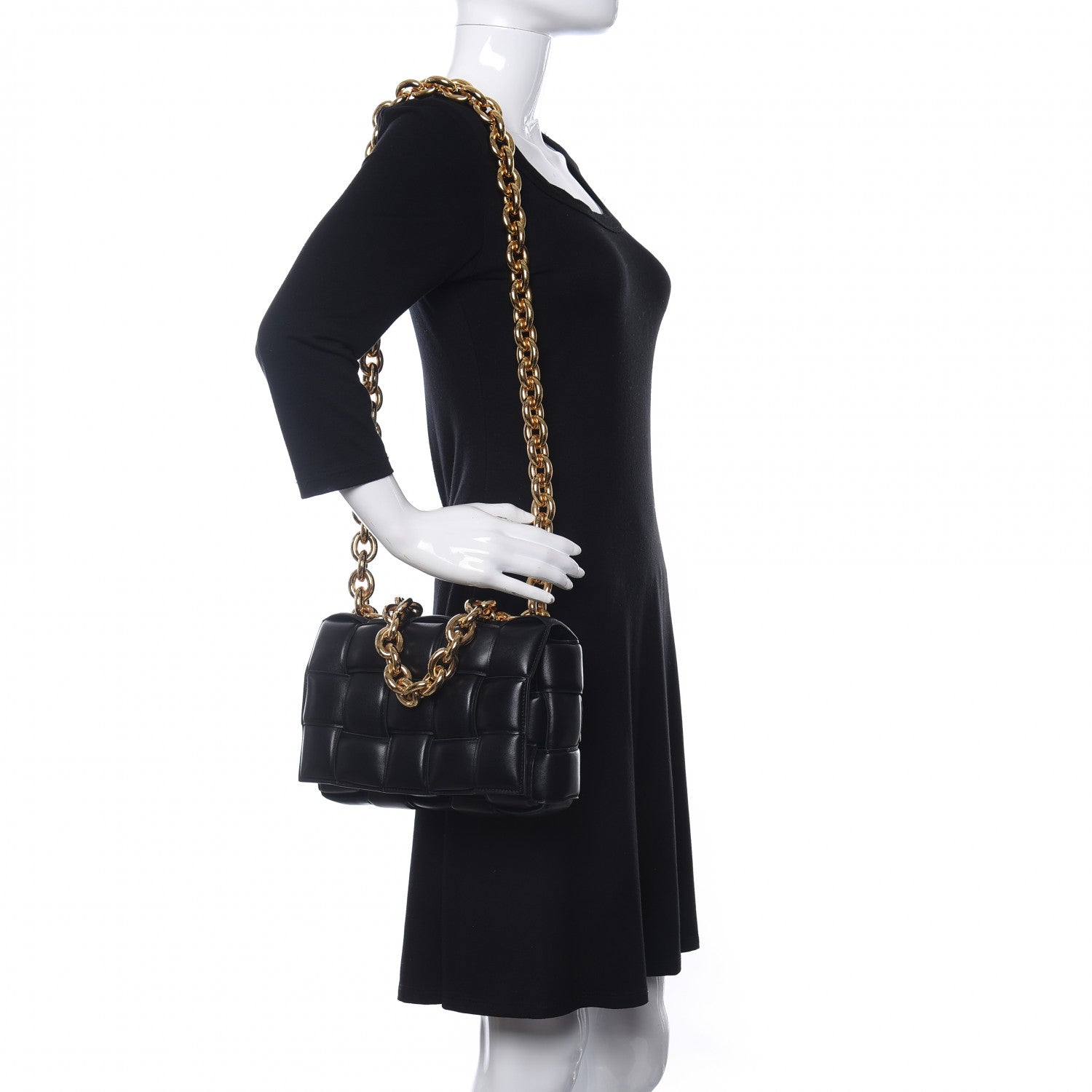 Bottega Veneta Lambskin Maxi Intreccio Padded Chain Cassette Crossbody Bag Black 2 of 8