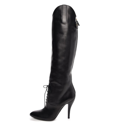 Gucci Calfskin Elizabeth Knee High Riding Boots 40 Black 1 of 7