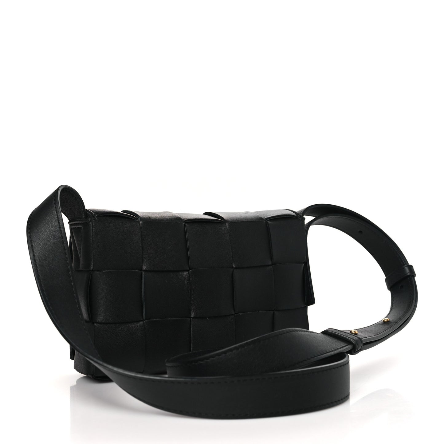 Lambskin Maxi Intreccio Small Cassette Crossbody Bag Black