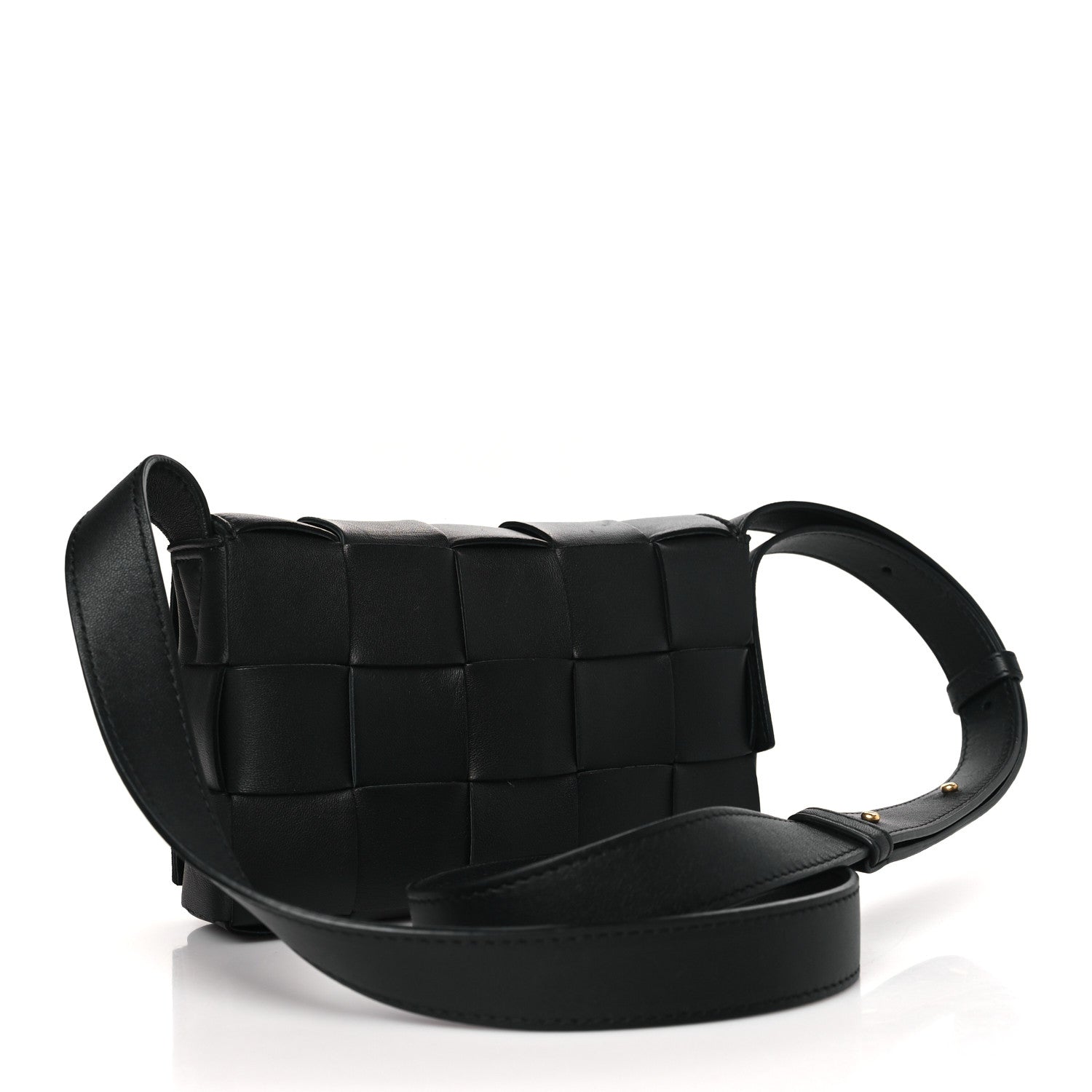 Bottega Veneta Lambskin Maxi Intreccio Small Cassette Crossbody Bag Black 3 of 10