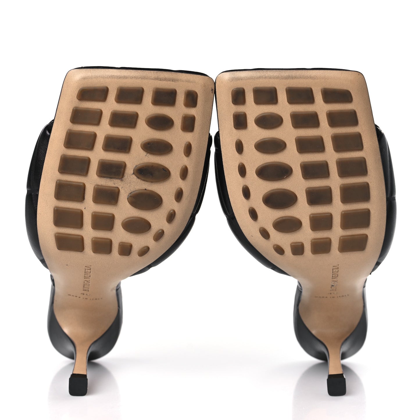 Nappa Quilted Rubber Lido Mule Sandals 40 Black