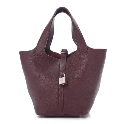 Hermes Taurillon Clemence Picotin Lock 18 PM Bordeaux 1 of 11
