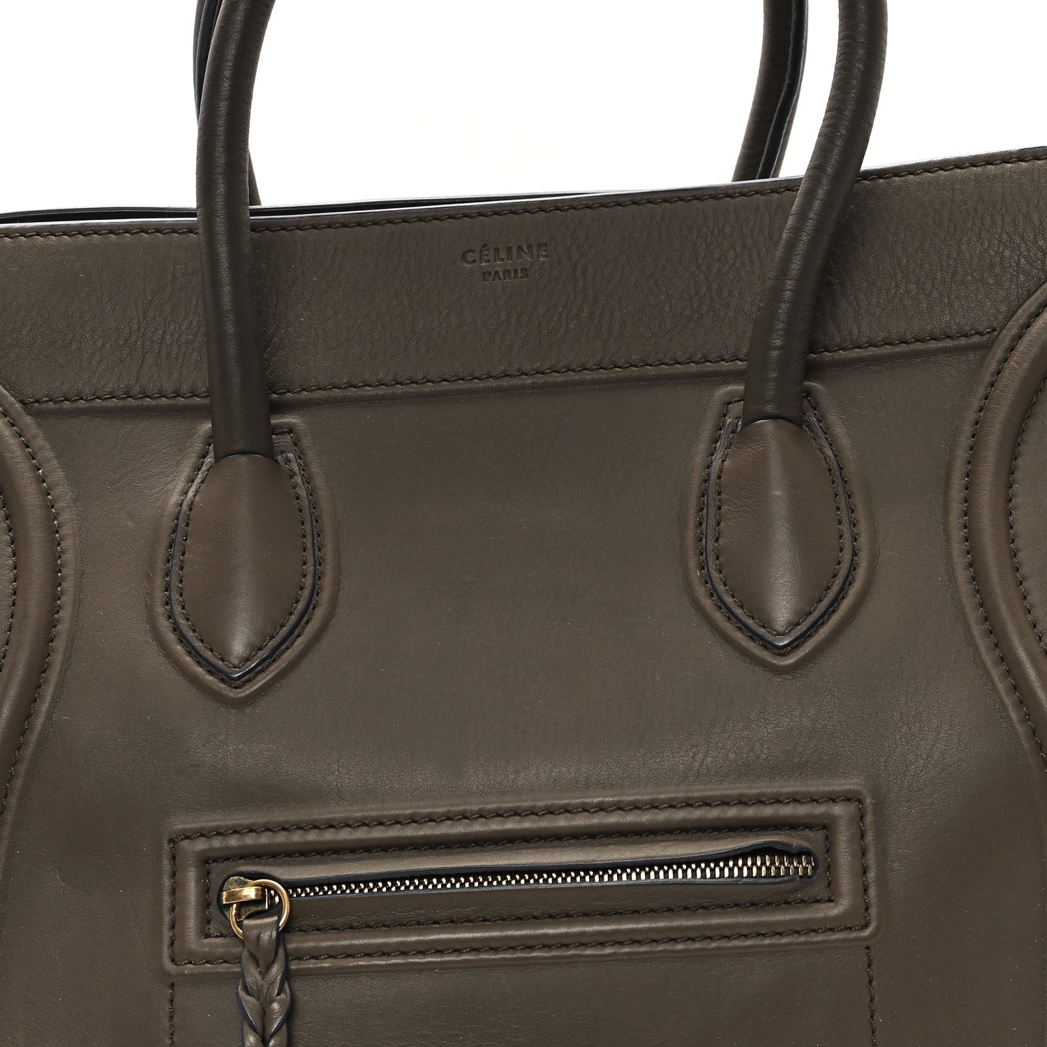 Celine Smooth Calfskin Medium Phantom Luggage Khaki Cobalt Trim 7 of 11