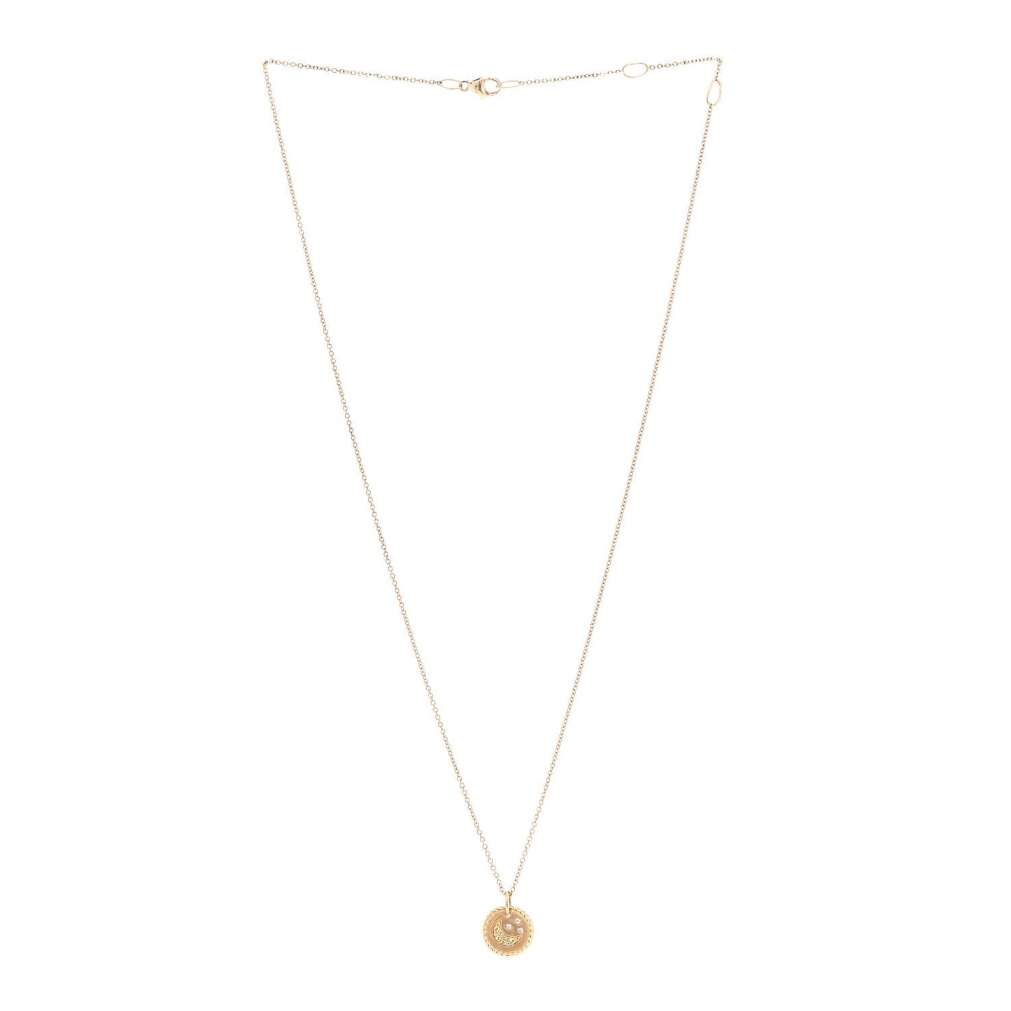 18K Yellow Gold Diamond Yellow Sapphire Cable Collectibles Moon and Stars Pendant Necklace